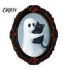 Spooky Pumpkin Wall Decals Halloween Dark Style Refrigerator Magnet, Retro Gothic Oval Photo Magnets Frame Decorative Magnetic Sticker for Metal