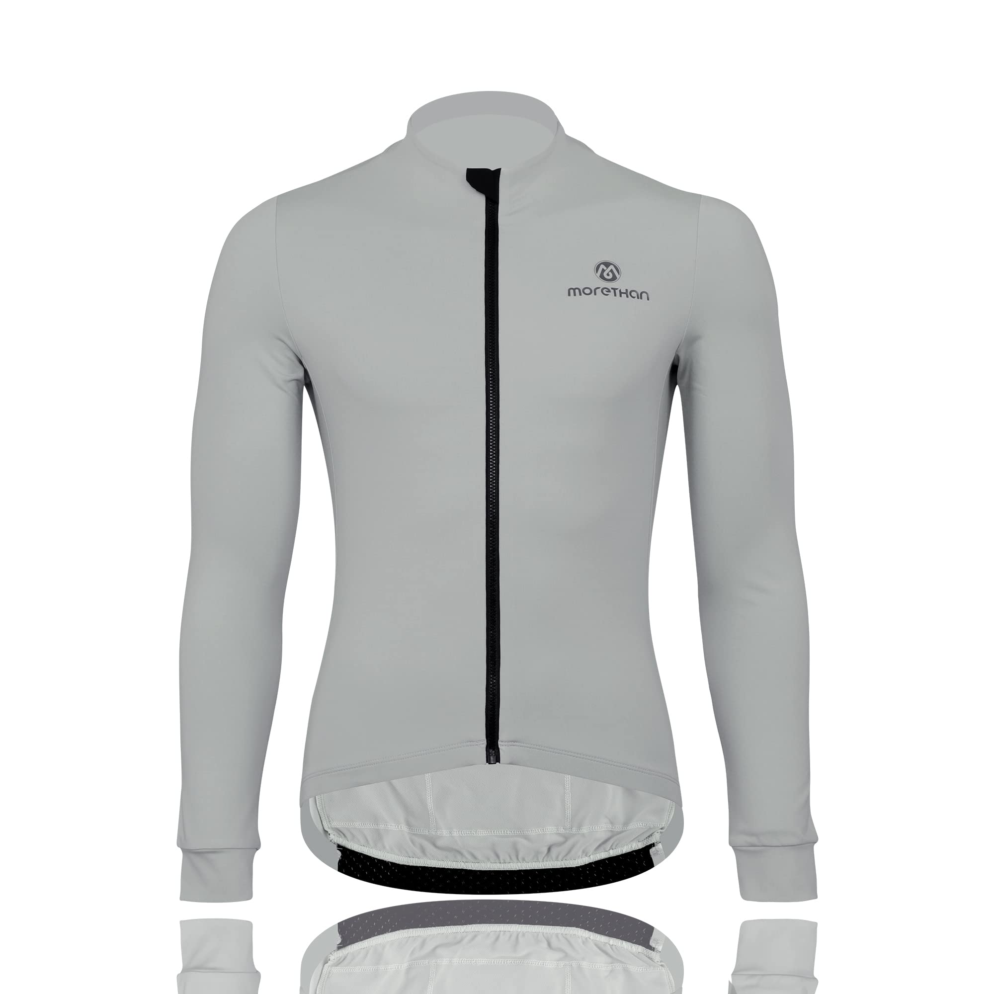 

Велоджерси Morethan для осени и зимы, сзади подходит для температур до, мужской с флисовой подкладкой (Средний/Серый/Длинный рукав) (Светоотражающие элементы, серый