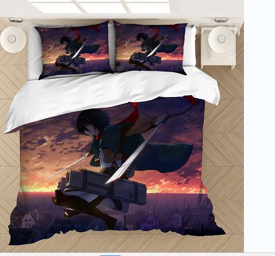 Attack On Titan Bedding Set Single Twin Full Queen King Size Attack On Titan Bed Set Children Kid Bedroom Duvetcover Sets 3D 003