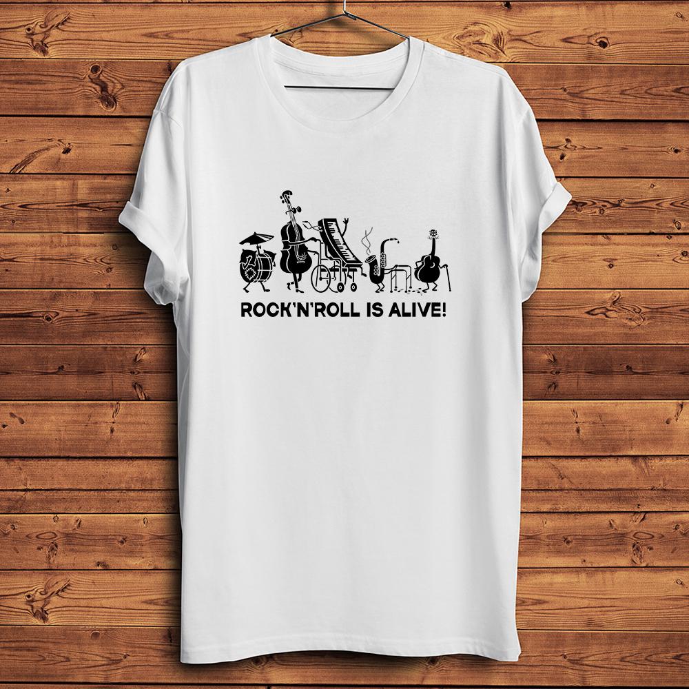 Rock and Roll Is Alive Funny Nostalgia Music Vintage TshirtCasual Short Sleeve White T Shirt UnisexNocrack Breathable Print S