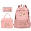 Large Capacity Schoolbag with Shoulder Strap; Student Three-piece Pencil Case Set