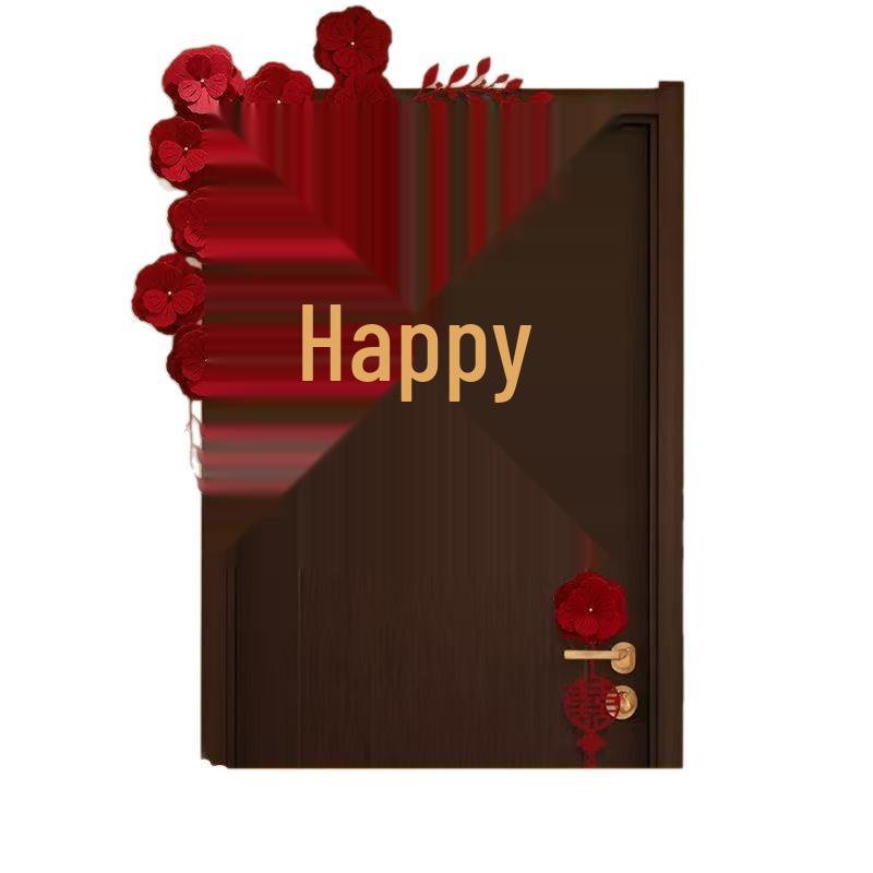 Complete Set of Double Happiness Door Stickers for Wedding Decorations in Bride's and Groom's Rooms