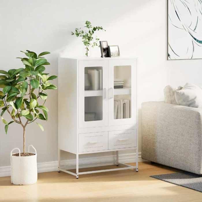 VidaXL Highboard White 68x39x111.5 Cm Steel, Cabinet, Storage Cabinet, Highboard, Sideboard, Tall Cabinet, 853367