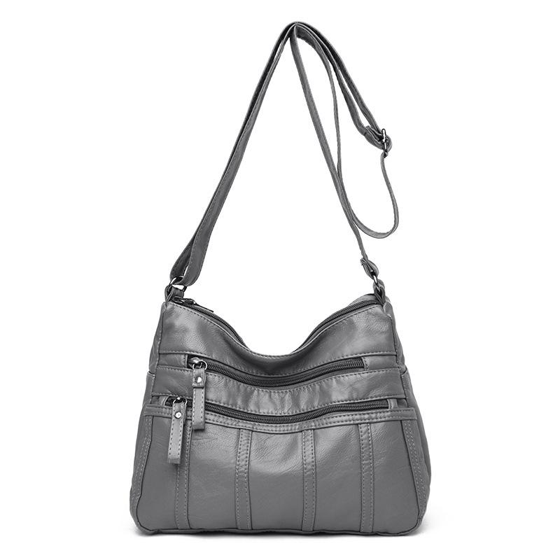 One-shoulder Mother Bag, New Washed Leather Women's Bag, Messenger Bag, Large-capacity Messenger Small Square Bag.