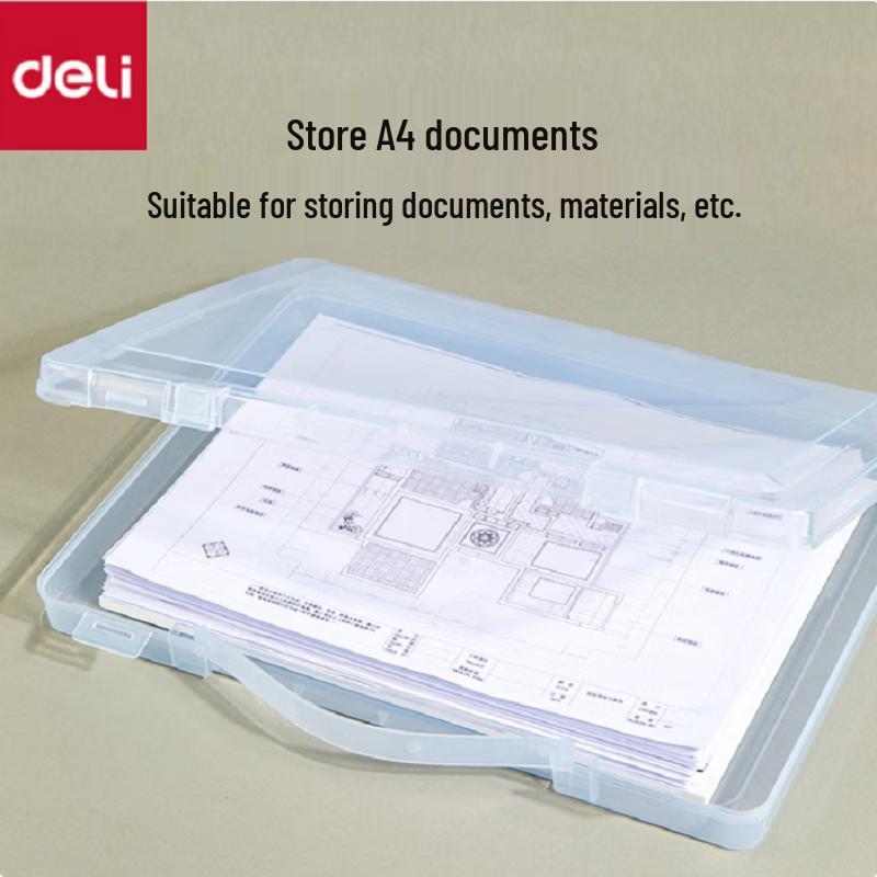 Deli A4 Transparent Handheld File Storage Box