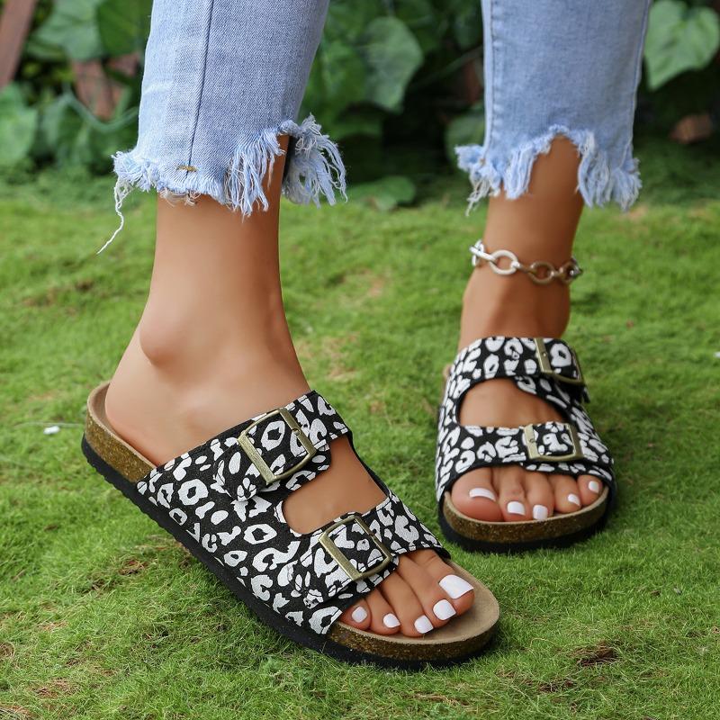 Sandali a ciabatta estivi da donna con suola spessa e fibbia a cinturino, Calzature casual da esterno per la spiaggia, Disponibili in taglie grandi.