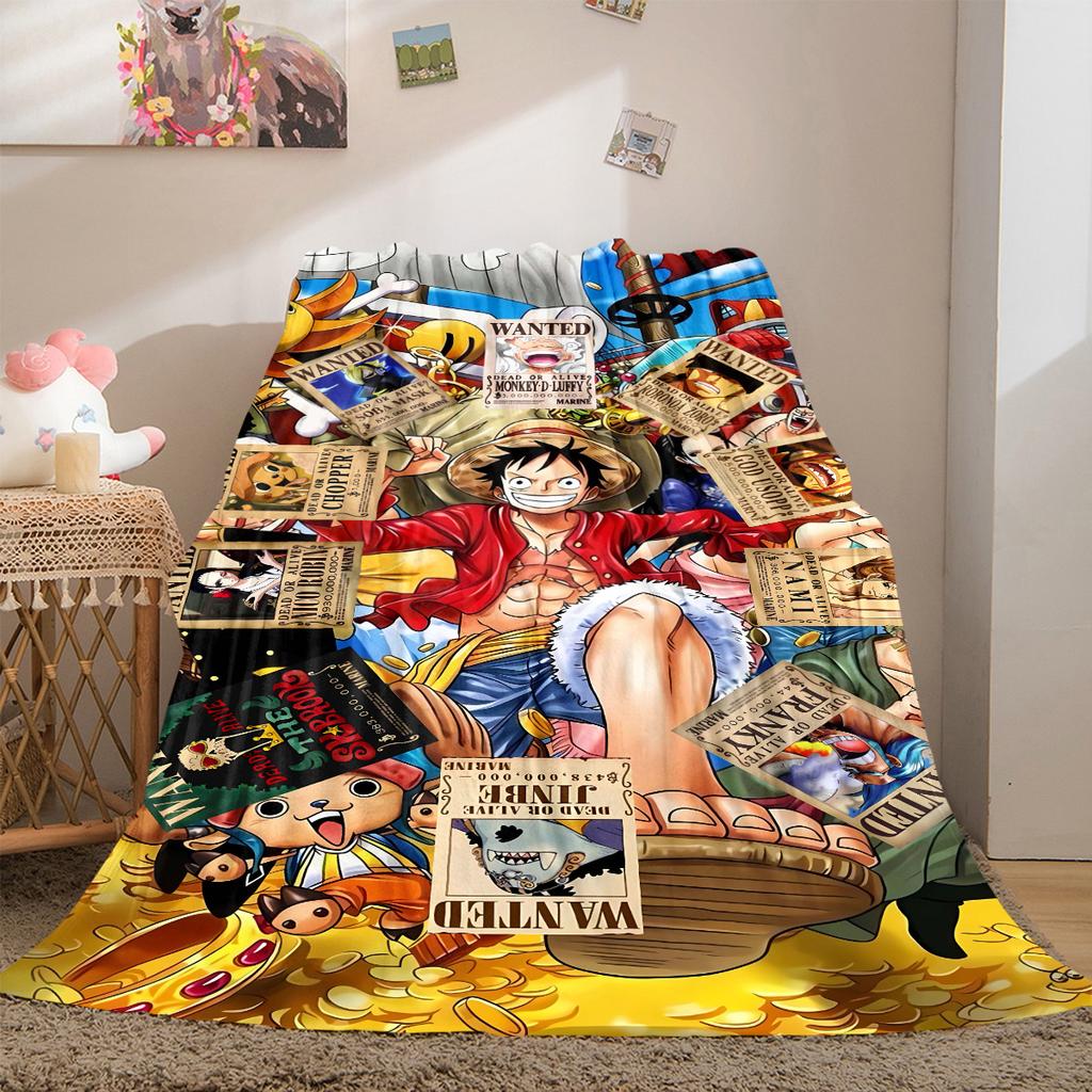 One Piece Anime Luxury Flannel Lightweight Blanket Home Decor Sofa Bed Travel Cover Family Gift LXR139
