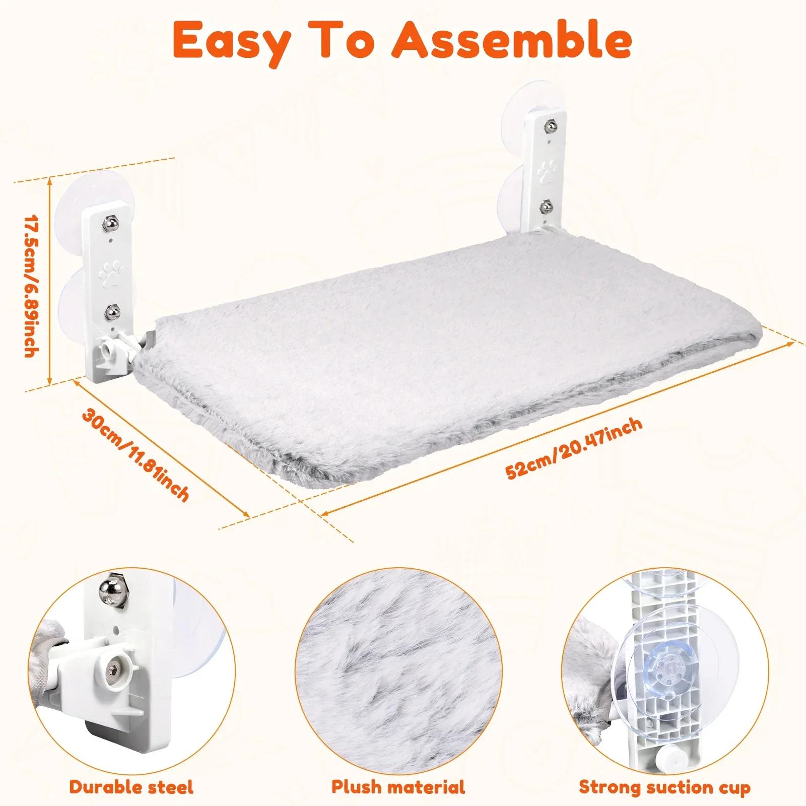 

Беспроводной кошачий гамак для окна, кошачий гамак с 4 присосками, прочный металлический каркас и двусторонний чехол, складные лежанки для кошек