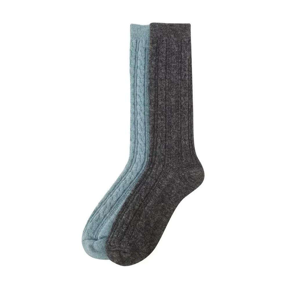 Women s Logo Label Cable Knit Wool Blend Long Socks 2-Piece Set JASS5F031G2