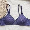Polka Dot Wireless Push-up Bra - Women's Comfort with Two Rows of Hooks