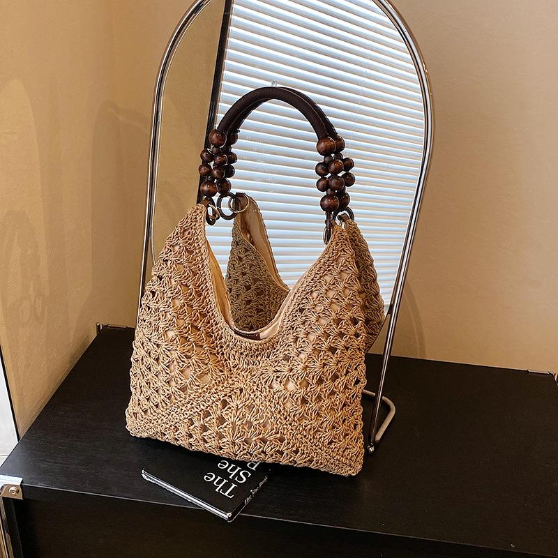 Large capacity woven straw bag women's summer new niche design shoulder seaside vacation beach bag