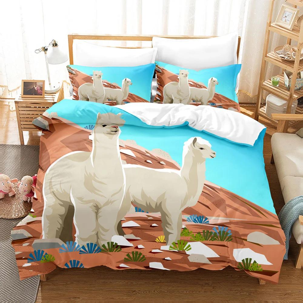Cartoon Goat Duvet Cover Cute Kawaii White Goat White Background For Children Girls Boys Gift For Bedroom Decoration Queen King