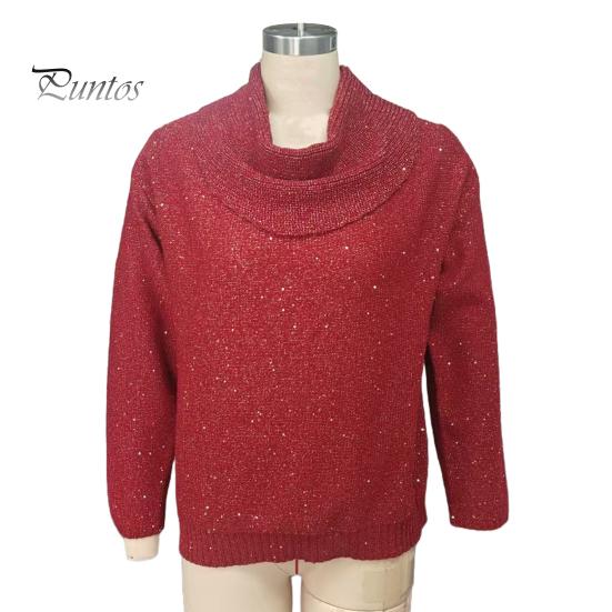 Stretchy Casual Shirt Women Tops Swing Collar Long Sleeve Shiny Rhinestones Pullover Loose Fit Solid Color Flash Design Blouse Daily Wear Soft