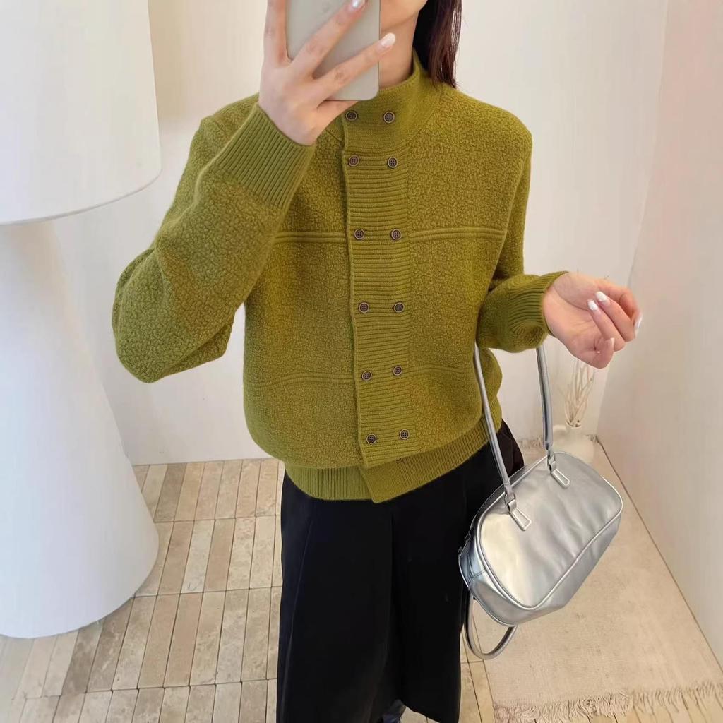 Women's Winter Japanese Style Loose Double-Breasted Knit Cardigan