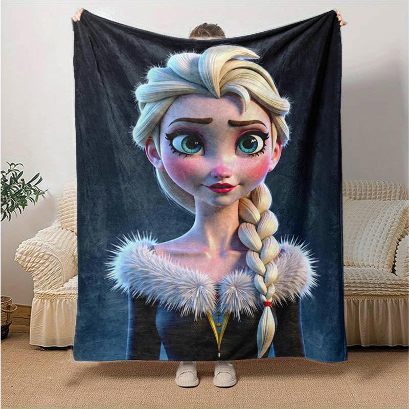 1pc. Cartoon Elsa Blanket, Seasonal Universal, Home Decoration, Throw Blankets, Soft Flannel Throw Blanket, Versatile & Cozy for Bedroom, Ca