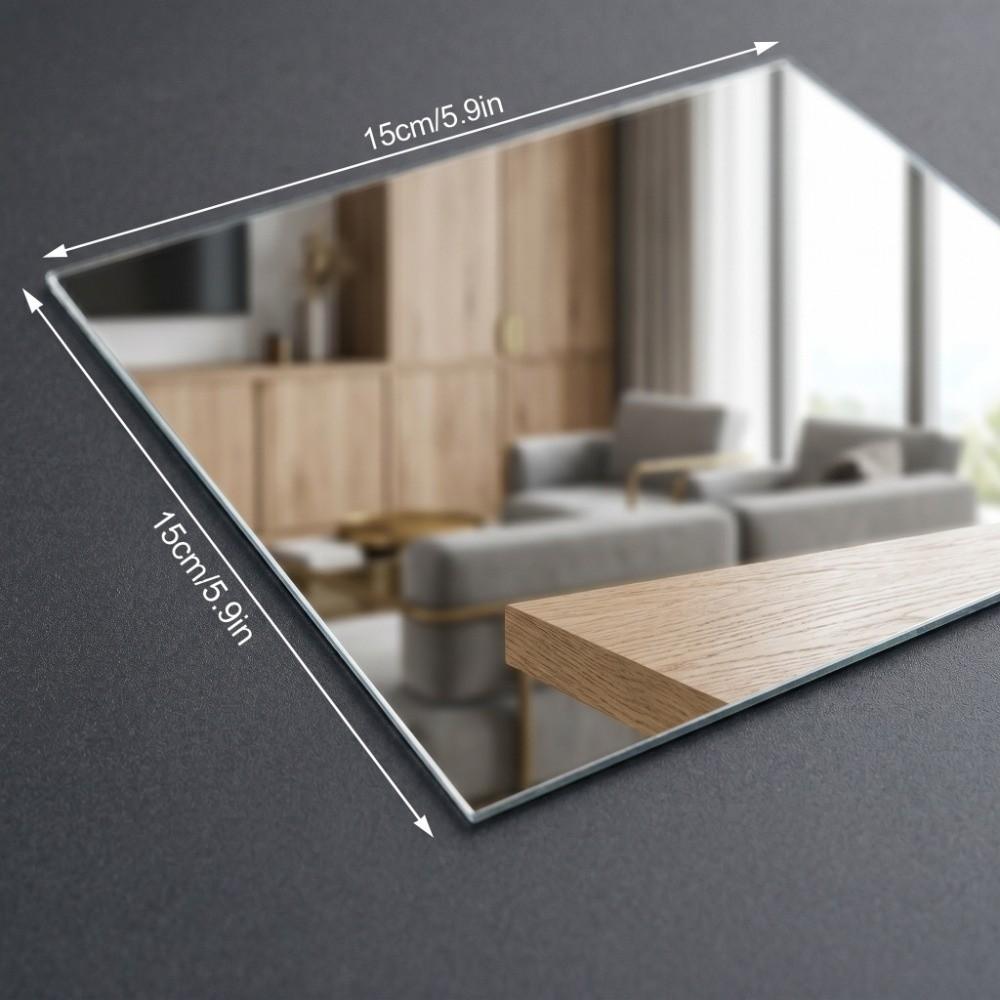 16pcs Sliver Self-adhesive Wall Mirror PVC Flexible Mirror Sheet  Home Renovation