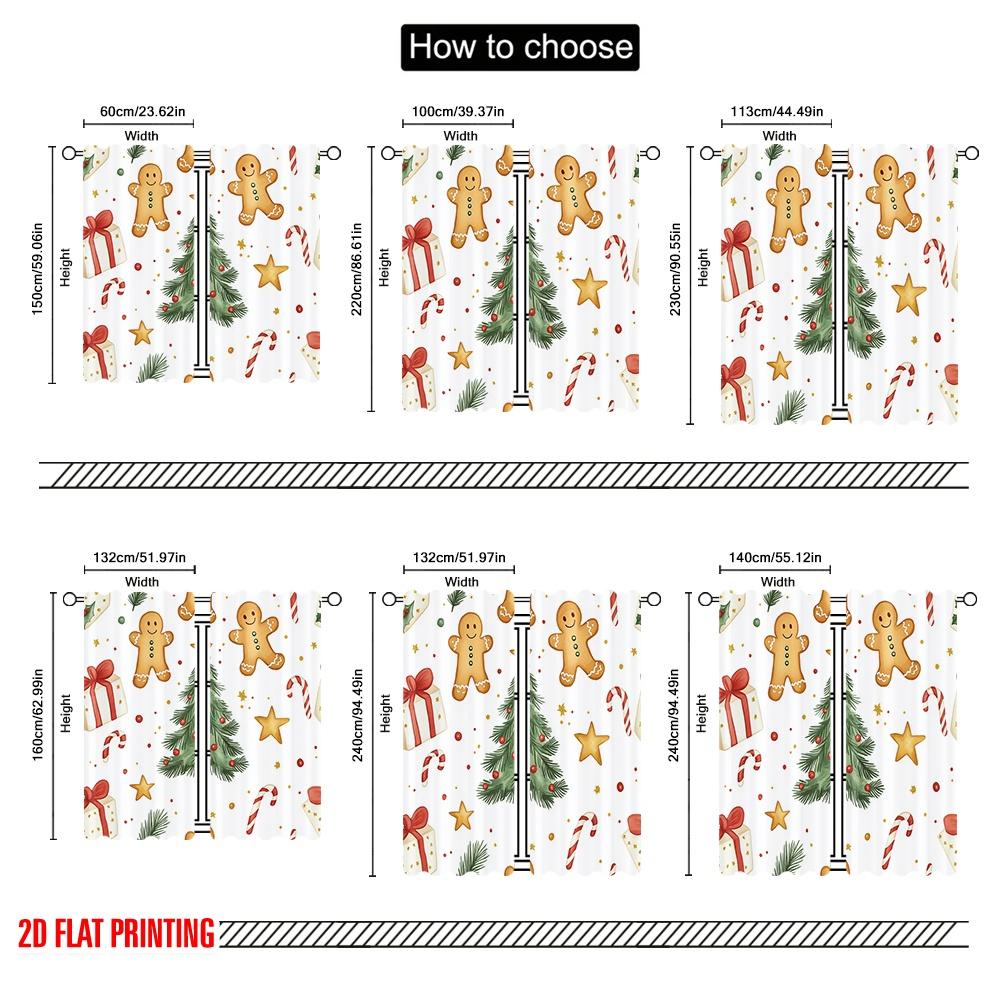2 Stück, 2D-Flachdruck Muster Vorhänge Weihnachtsbaum Geschenke Lebkuchen Süßigkeiten (2) Vielseitiges Polyester (ohne Stange) Dekorationen
