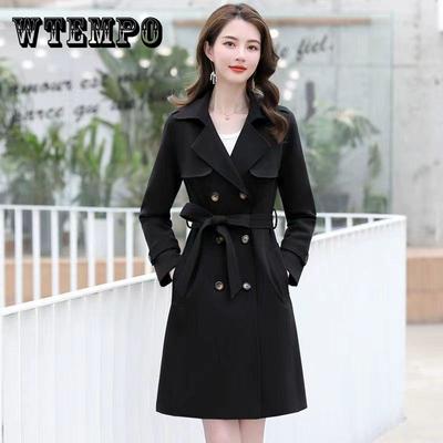 Women's Mid-length Trench Coat Female Spring and Autumn Korean Style Double-breasted Slim Fit Overoat for Women