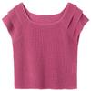 Sancai 2026 Summer U-Neck Flutter Sleeve Knit Top