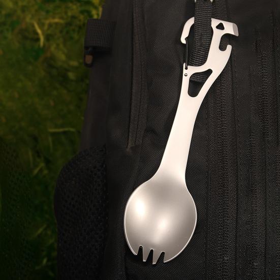 Camping Spork Heat-resistant Anti-scalding Comfortable Grip Stainless Steel 5 In 1 Picnic Camping Spork Outdoor Supplies