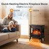 ZAFRO Freestanding Electric Fireplace Stove with Realistic Flame, 5100 BTU Electric Fireplace Heater with Retro Design, 1000W/15