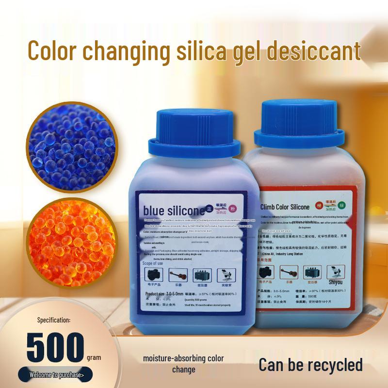 

500 г Силикагель-осушитель с индикатором цвета для трансформаторов и промышленных осушителей Blue Color-Changing Silica Gel 500g/Bottle