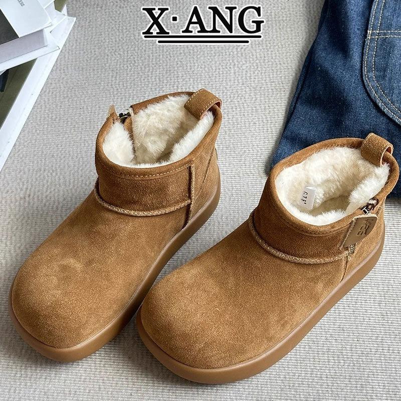 Sheepskin and fur integrated snow boots women's small short boots thick-soled non-slip velvet thickened warm small potato cotton shoes