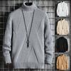 Winter Mens Casual Turtleneck Pullover Men's Long Sleeve Striped Sweater Korean Style Fashion Warm Knitted Sweater