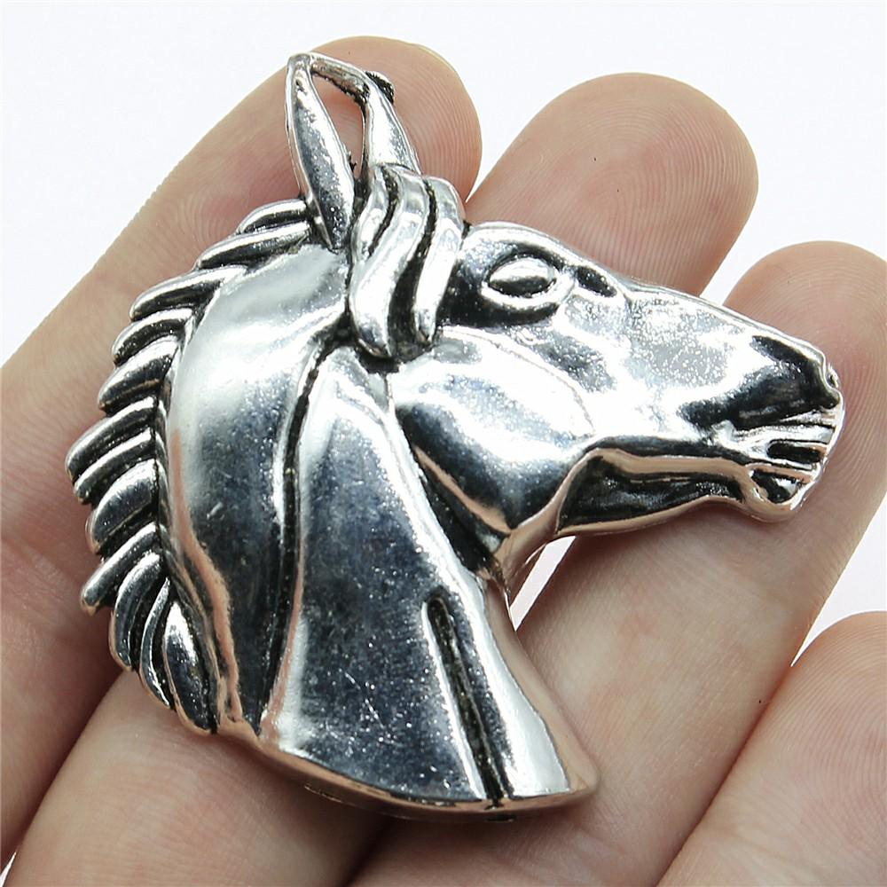 2 Stück Anhänger Pferd Antiksilber Farbe Pferdekopf Anhänger Schmuck Große Pferdeanhänger Für Schmuckherstellung