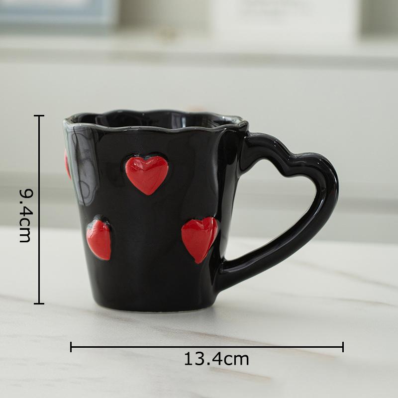 Lovely Heart Shaped Porcelain Mugs Water Cup Tableware 250ml Coffee Mug Dining Table Afternoon Tea Teacup Fruits Juice Cup