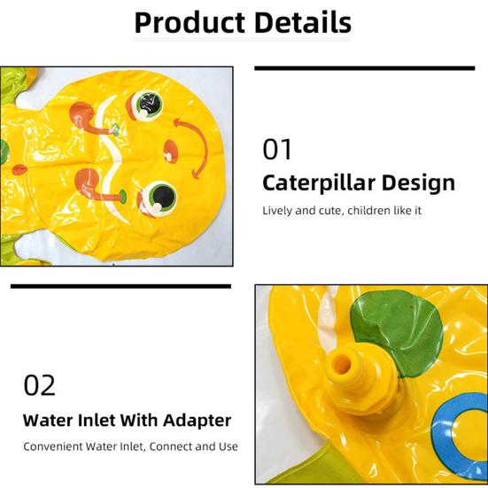 Inflatable Caterpillar Sprinkler Toys Backyard Water Toys for Family Fun Caterpillar Patio Water Sprinkler for Pool Parties Outdoor Games