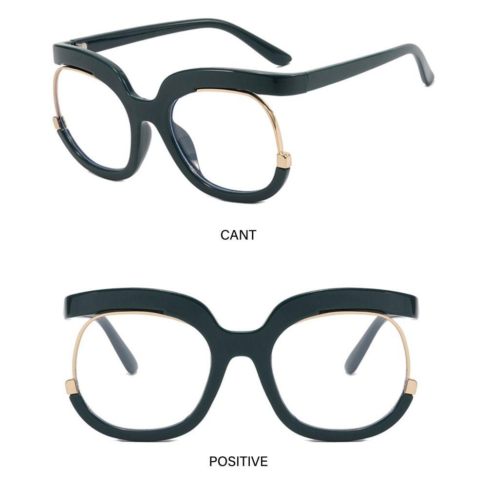 Retro Oversized Round Eyeglasses Frame Ladies Fake Eyewear Anti Blue Light Glasses Computer Glasses