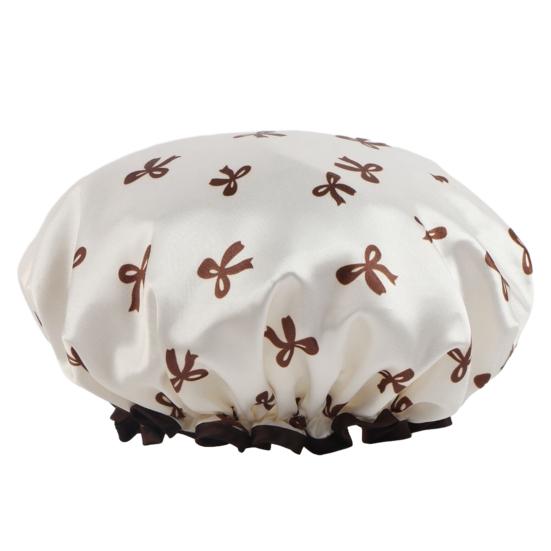 

Women Waterproof Shower Cap Double Layer Bath Hair Hat with Elastic Band Reusable Moisture Proof Hair Cover for Bathroom Kitchen