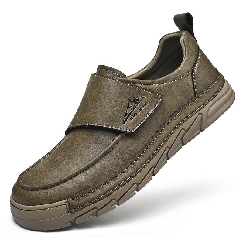 

Fashion 2025 New Men s Handmade Loafers Leather Casual Walking Flats Slip-on Shoes Soft Comfy Moccasins Simple Outdoor Business Footwear 46