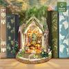 DIY Wooden Book Nook Dreamland Floral Studio Figurines Miniatures Bookend Handmade Bookshelf for Friends Gifts Home Decor Crafts