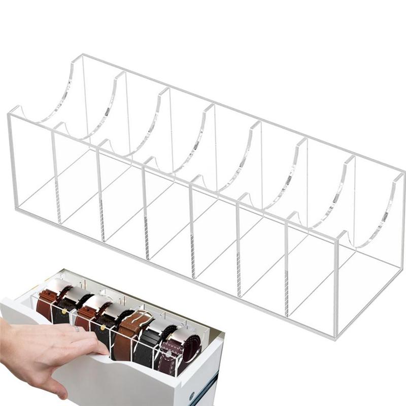 ABWR-Acrylic Belt Storage Box Transparent Storage Belt Tie Box Multi-Compartment In-Store Mall Display Shelf