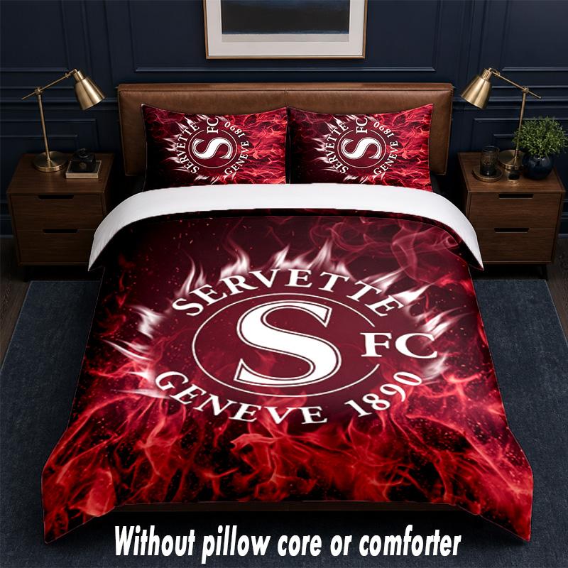 Servette FC Design Bed Bedding Set 1 Duvet Cover + 2 Pillowcases Soft Breathable Household Bed Linens