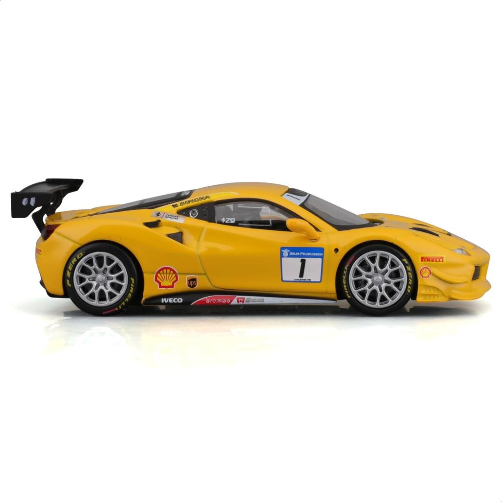 Bburago 1/43 Scale Ferrari 488 Challenge 2017 #1 Yellow / Race Sports Car Diecast Model Car Finished Product 18-36306