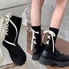 Sweet Girls Kawaii Cute Middle Tube Socks Solid Color Black White Casual Socks