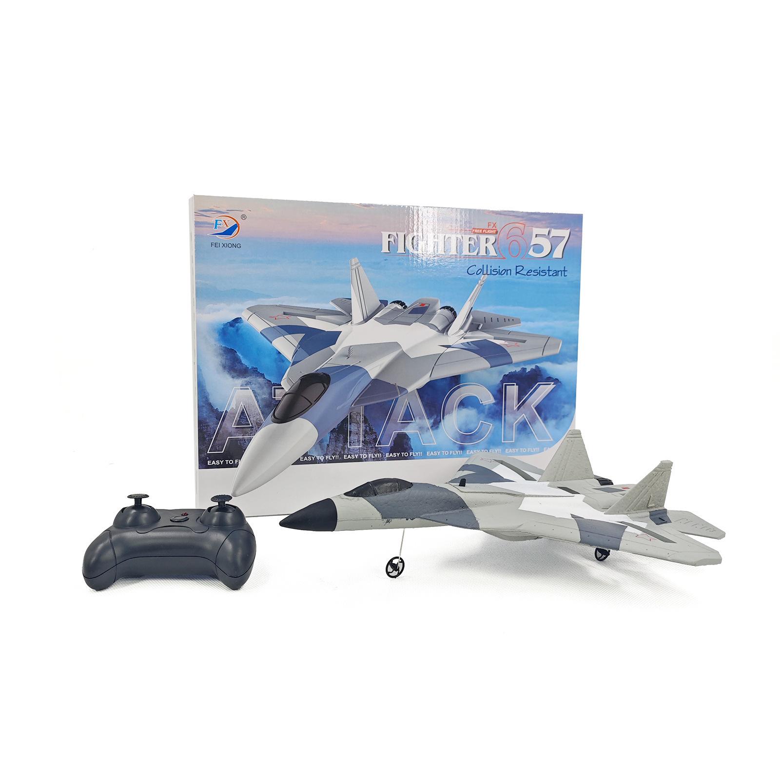 

SU 57 Літак на дистанційному керування 2.4G Літак з дистанційним керуванням Електричний пінопластовий літак EPP FX657 Винищувач на дистанційному керування з фіксованим крилом Ручний метальний планер Іграшки 1 сірий колір