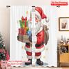 2pcs 2D Flat Printing Christmas Window Drapes Cute Santa Claus Gift Fabric Without Electricity 0 for Booths Studio Props