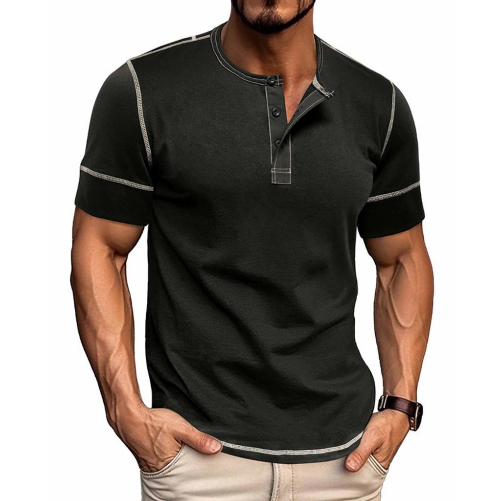 Men's Casual Color-block Sports T-shirt - Men's Round-neck Short-sleeved Top