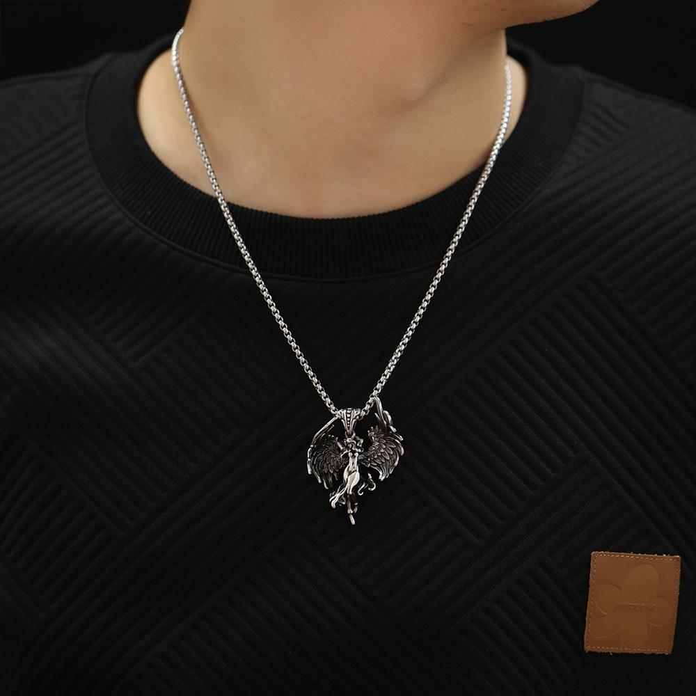Pendentif Ailes d'Ange Charme Mode Populaire Acier Inoxydable Collier Créatif pour Hommes et Femmes Cadeau Bijou Personnalité