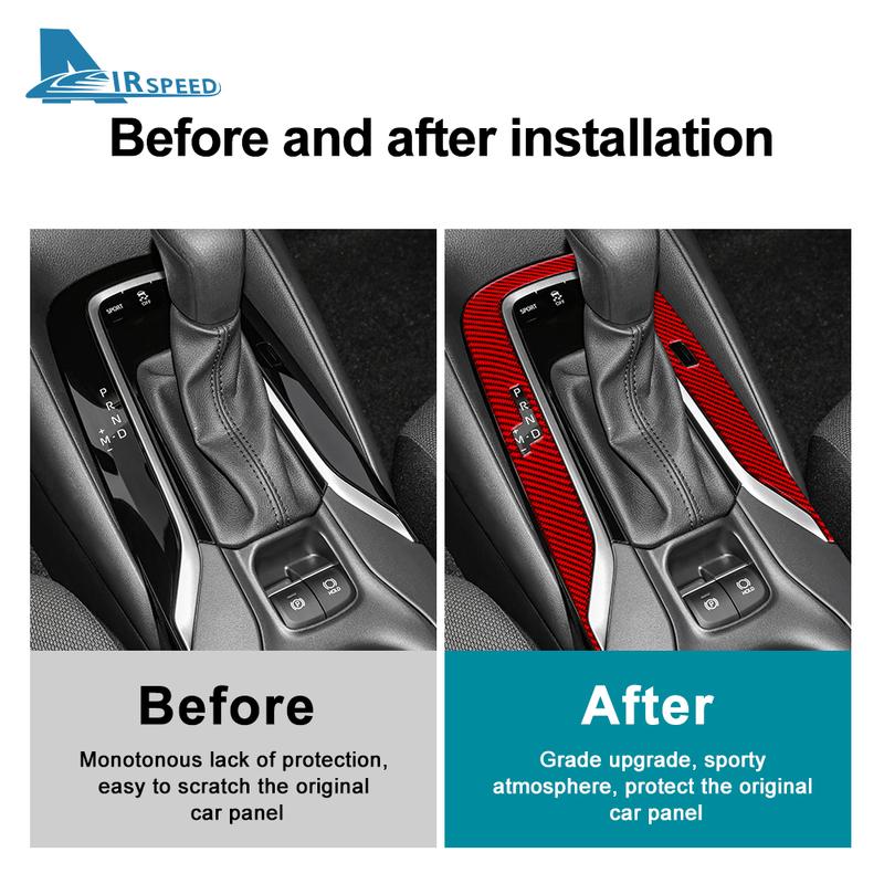 Real Soft Carbon Fiber Car Center Console Gear Shift Panel Sticker For Toyota Corolla     RHD LHD Accessories