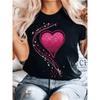 European Size Sparkling Heart Print Pure  Women's Plus Size T-Shirt Ideal for Home Wear, Cozy Comfort, Casual Travel