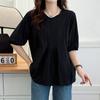 Navava Women Lovely Shirring Round Neck Short Sleeve Blouse Nb2672