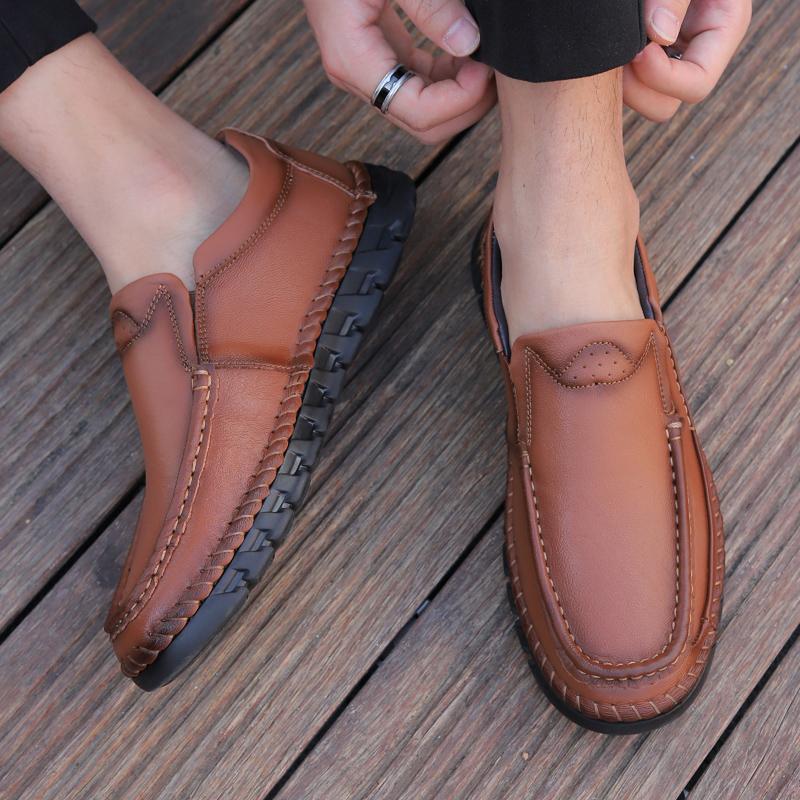 Luxury Leisure Walk Dress Shoe Genuine Leather Men Casual Shoes High Quality Man Loafers Breathable Formal Men Slip on Flats