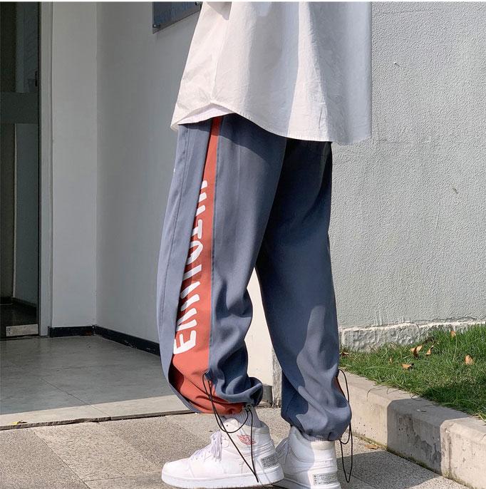 Y2k Pants Hop Colorblock Hip Casual Cargo Pants With Print Sports Pants For Men