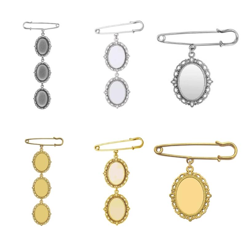 Elegant Golden Photo Brooch Pin for Memories for Hat Shirt Lapel Golden Picture Brooch Memorial Boutonniere