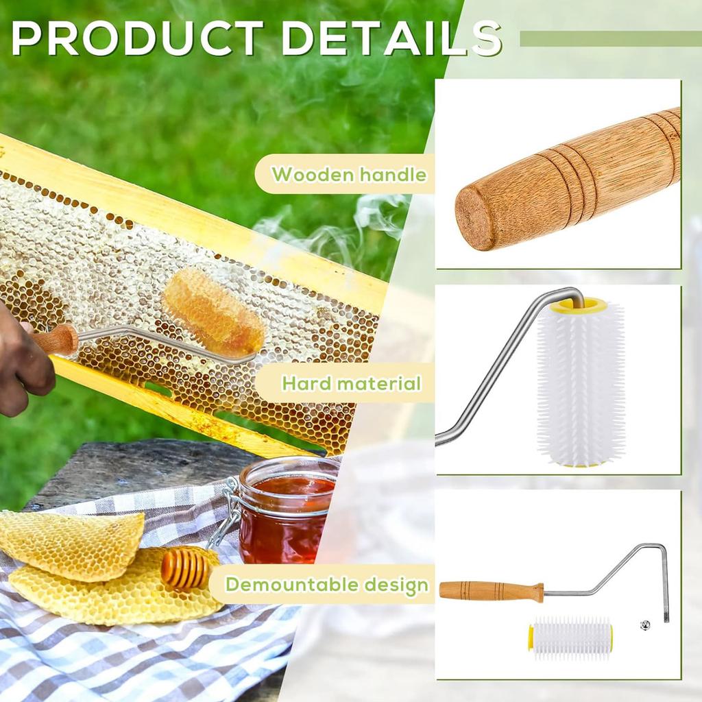 Honey Extractor Tools Honey Uncapping Roller Essential Beekeeping Tools Cleaning Brush for Efficient Honey Extraction